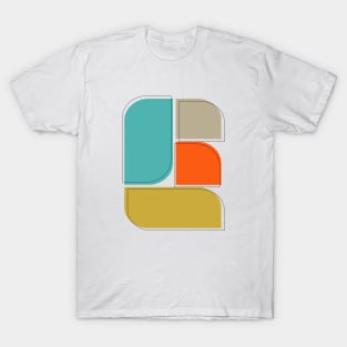 Orange Turquoise Tan Gold Geometric Retro Scandinavian T-Shirt